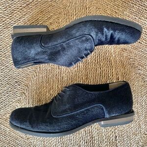 MAIYET Blue Lace Up Square Heel Pony Hair Oxfords EUC Size 36